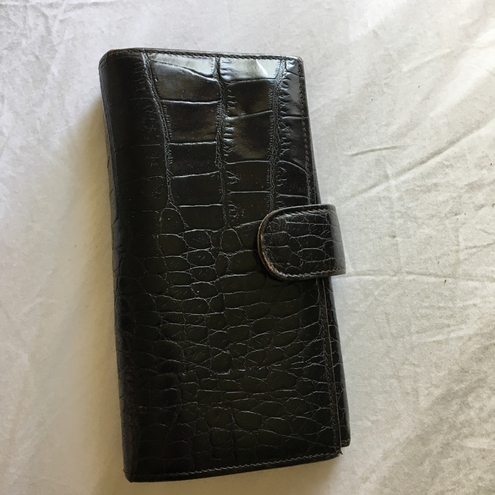 Brown Croc Embossed Furla Leather Wallet